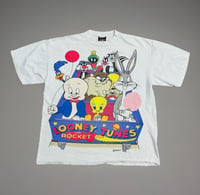 Image 1 of VTG 90s Looney Tunes Rocket Tee Sz XL