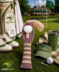 Image 4 of Plum perfect women’s custom golf club covers Handknit pink purple