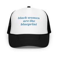 Image 2 of BLACK HISTORY MONTH TRUCKER HAT IN BLACK/ WHITE / BLACK