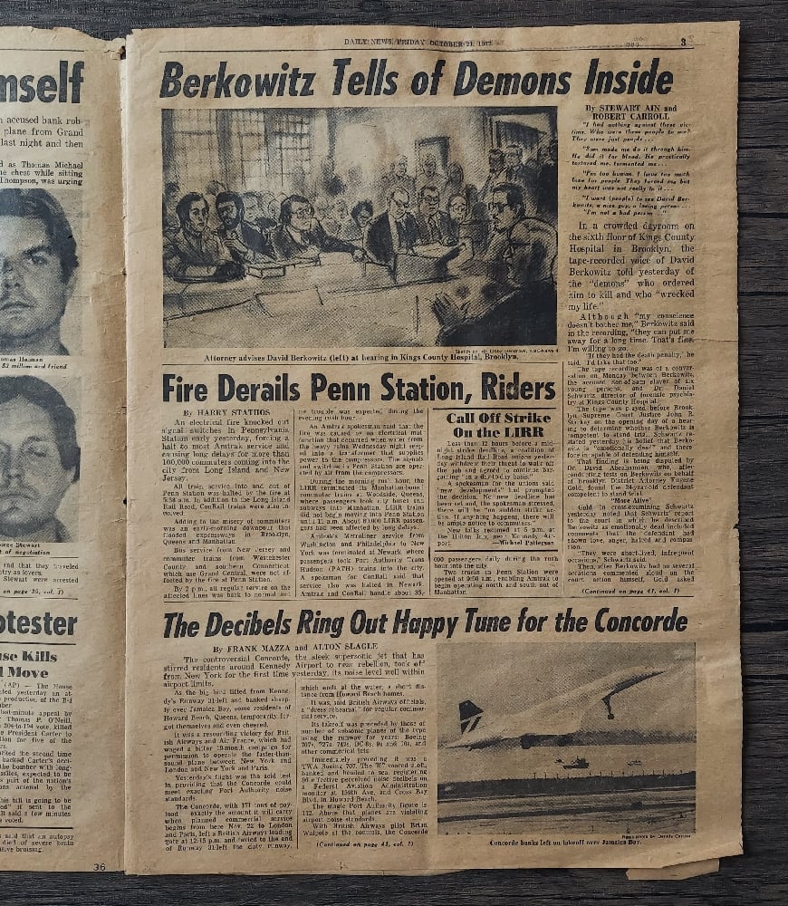 David Berkowitz, The Son of Sam - "Demons Ordered Me to Kill" Newspaper
