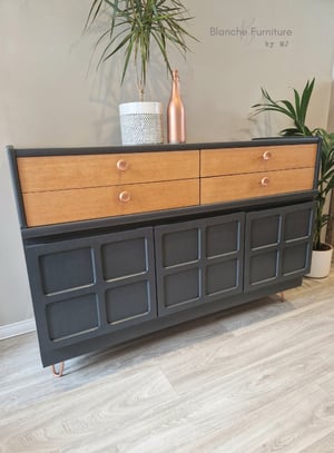 Image of Gorgeous Nathan Square Sideboard in Ash Grey with Copper Accessories