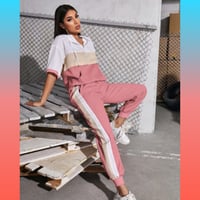 Image 2 of Half Zipper Drawstring Hoodie with Joggers 