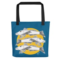 Image 2 of All-Over Print Tote Sea Robin Blue