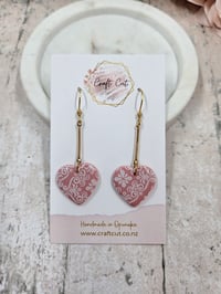 Image 1 of Elongated Lace Heart Earrings