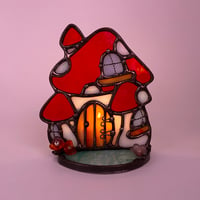 Image 2 of Iridescent Red Mushroom House Candle Holder 
