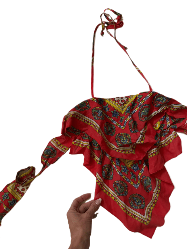 70s scarf tie back halter top