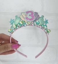 Image 4 of Mermaid Birthday Tiara crown with pearls 