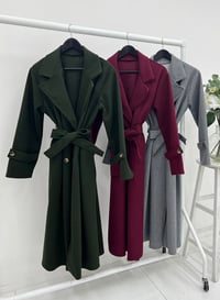 Image 3 of Lapel collar Belted Longline Coat