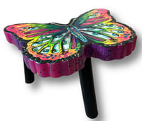 Image 3 of “BUTTERFLY TRIP” ORIGINAL 3D STOOL PAINTING 9.8”x7.6”x5.9”