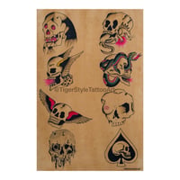 Image 1 of Collection of Skulls Flash Sheet, Hand painted original 12x18