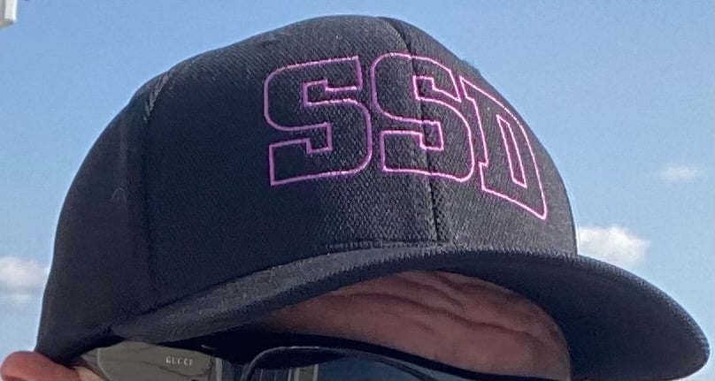 Nike Black Fitted Classic 99 Hat with SSD Magenta Outline Logo