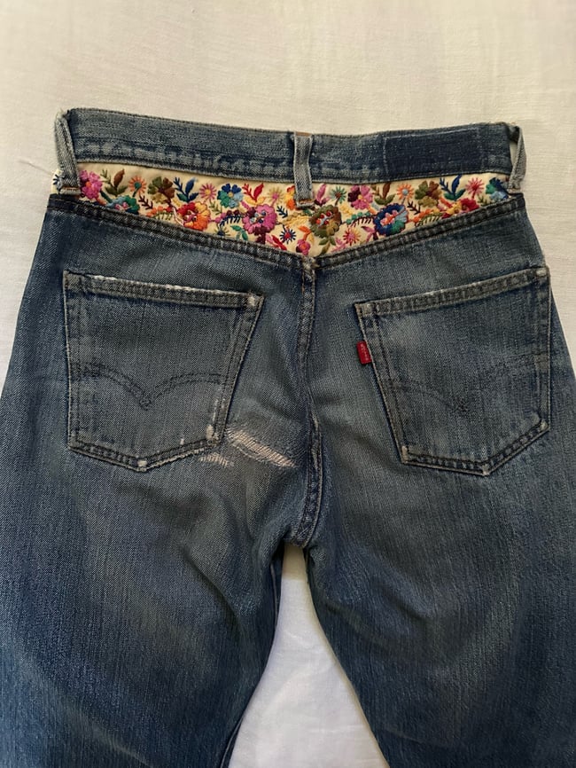 super old Levi Strauss hand embroidered denim jeans 501