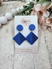 Navy Diamond Polymer Clay Earrings