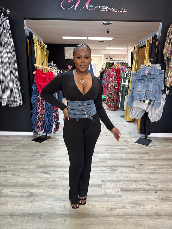 Image of Denim Hug me belt Jumpsuit