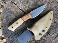 Image 1 of Damascus knife with bone handle. 