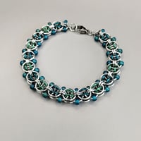 Image 2 of Sea Glass Beaded Helm Chainmaille Bracelet