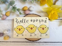 Image 1 of Hello Spring Chicks Mini Plaque 