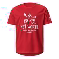 Image 4 of Men's Pickleball Jersey – “Net Worth. Built, Not Bought.” | Breathable Mesh Athletic Shirt