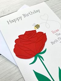 Image 2 of Handmade June Red Rose Birth Flower Card - Elegant Birthday Card for June Birthdays