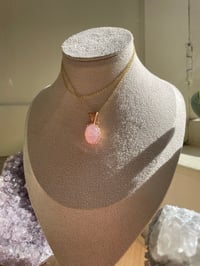 Image 2 of Gold Rose Quartz Oval Crystal Necklace
