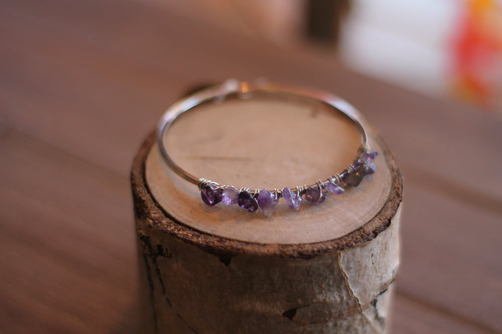 Image of Stone Wrapped Cuff - Amethyst