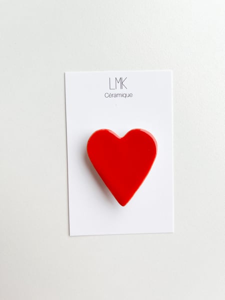 Image of Broche céramique coeur XL rouge 