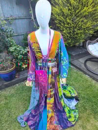 Image 4 of Boho sari panel skirt -ries at waist upto 42 inches