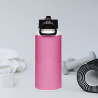 Image 2 of Stainless steel water bottle with a straw lid (light pink Psalms 9;11)