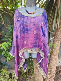 Image 6 of Poncho Woodstock Top -free size purple jewel