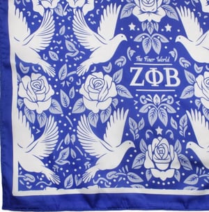 Image of ZPB Blue and White Dove Square Sorority Scarf