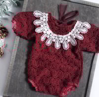 Image 2 of Newborn bodysuit for photo shoots | Christmas | burgundy |  Favianna
