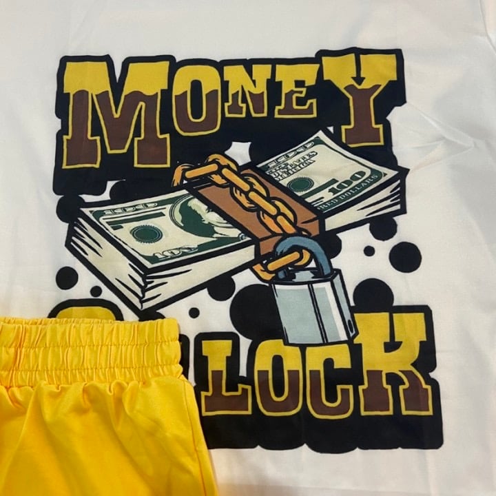 Image of  Money Letter Print Shorts Set