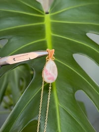 Image 5 of Gold Plum Tourmaline Teardrop Crystal Necklace