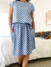 Ready Made Blue Polkas Cropped T Top with Free Postage 