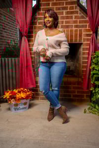 Image 1 of Off Shoulder Button Down Sweater