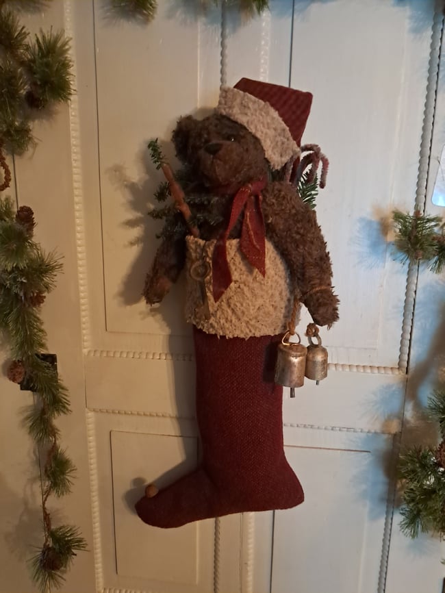 #8.....Olde Thyme Christmas Bear Stocking- Sue Corlett design!!