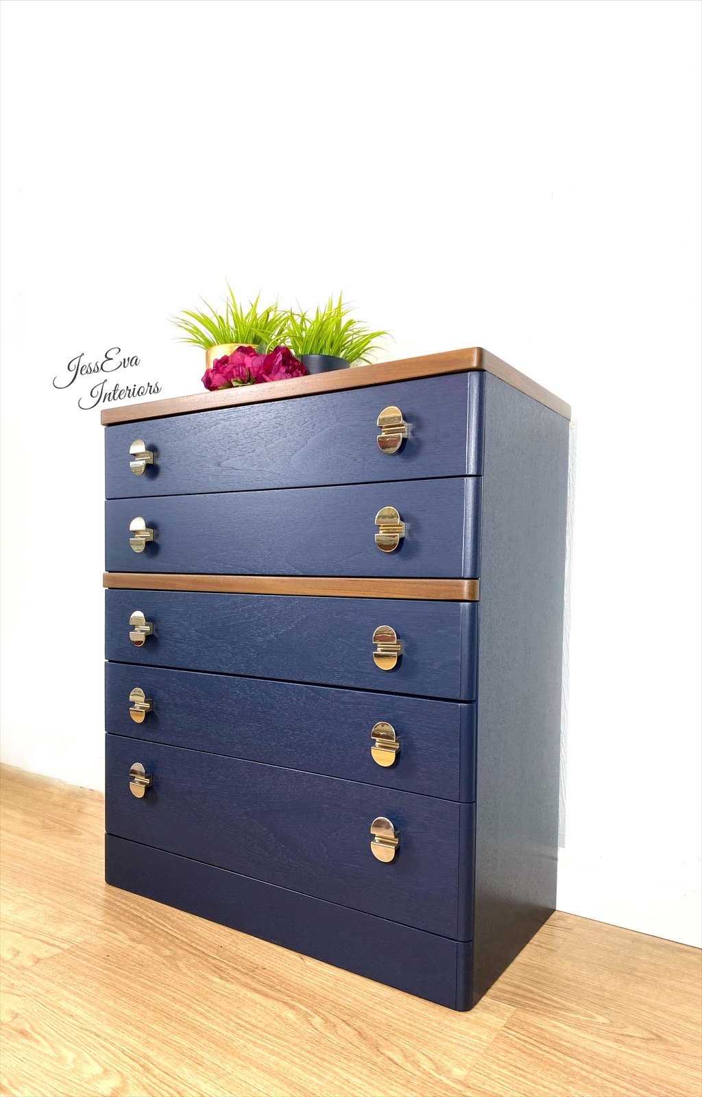 Stag Cantata CHEST OF DRAWERS painted in navy blue 
