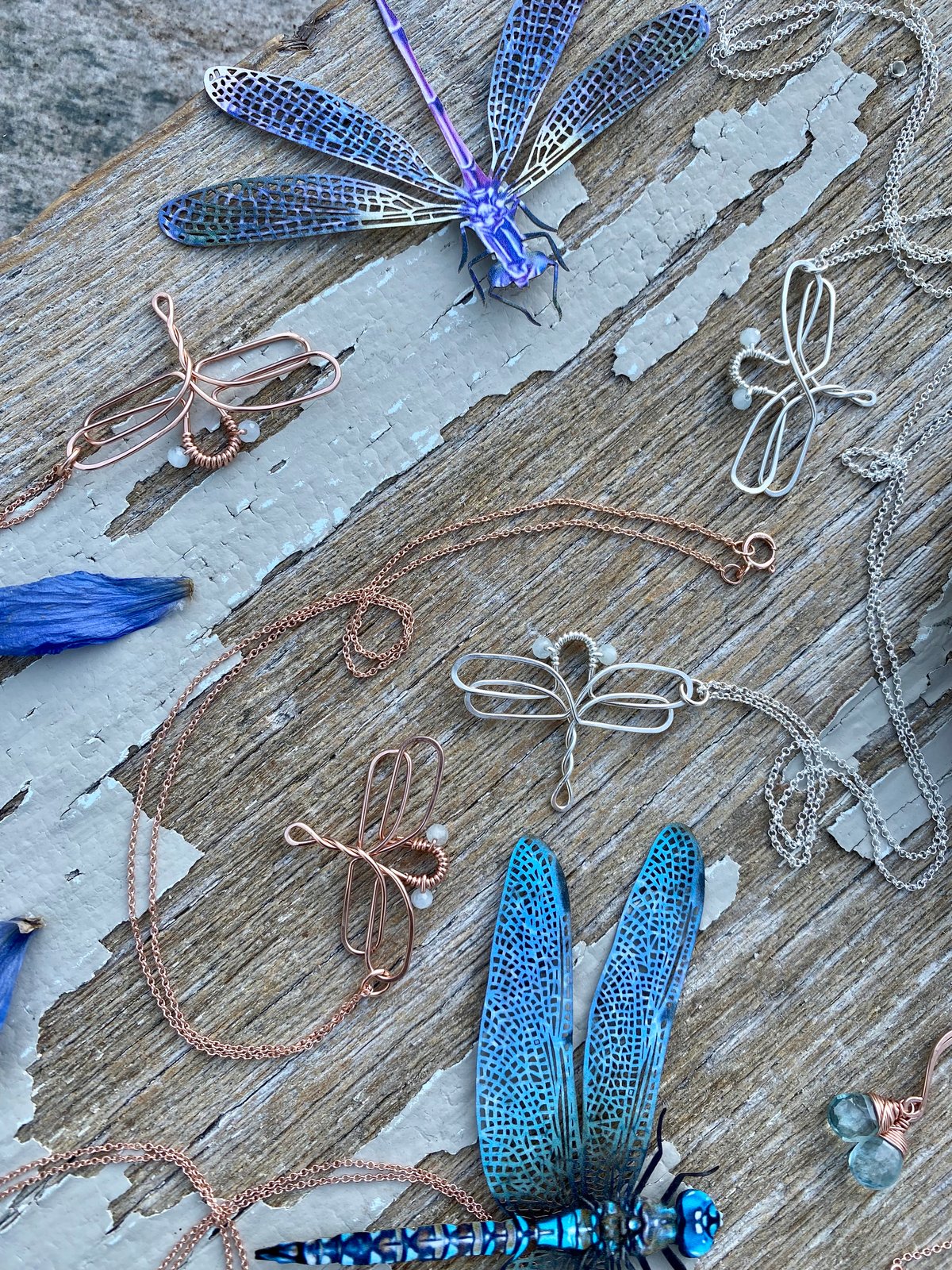 Dragonfly blue gold filled necklace - Turquoise pendant jewelry – Cut the  Fish Art Jewelry