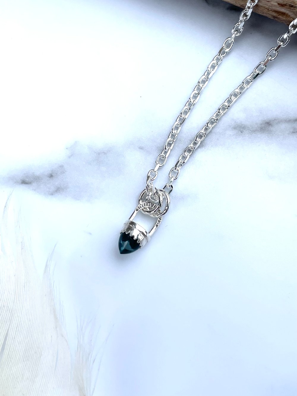 Handmade Sterling Silver Blue Topaz Bullet Point Pendant