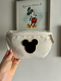 Image 1 of Black textured Mickey shaped bumbag 