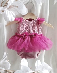 Image 1 of Newborn dress for photo shoots | Clara | peach | fuchsia