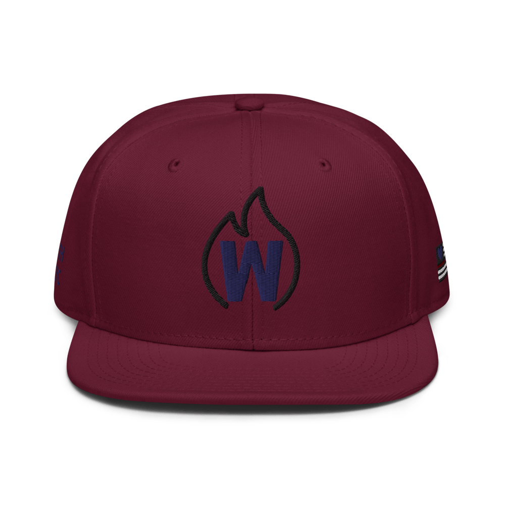 Image of Burgundy “Flame W” Snapback Hat