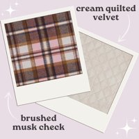 Image 1 of Musk and Tan Check / Cream Quilted Velvet Coat