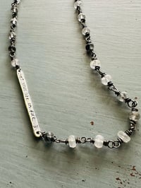 Image 2 of Rumi bar pendant necklace with rainbow moonstones and rutilated quartz