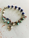 lapis lazuli turquoise and gemstone charm bracelet 
