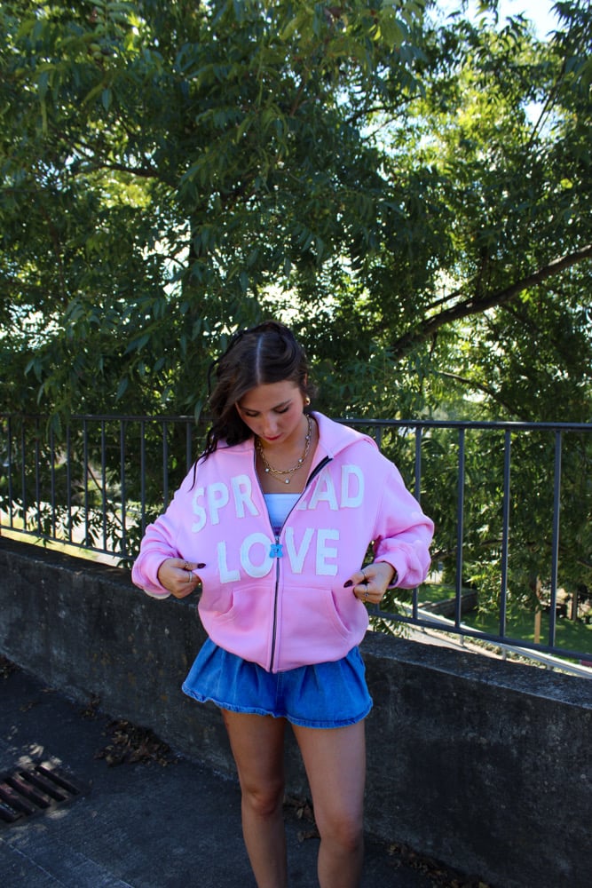 Image of Spread Love Zip Hoodie (Pink)