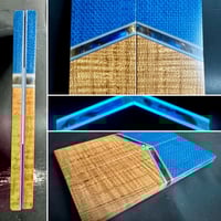 Image 1 of Blue Burlap Micarta & Curly Maple GLOW Segmented Knife Scales