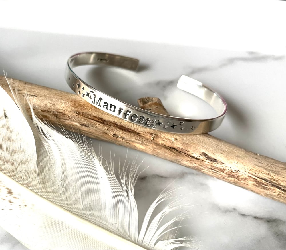Handmade Sterling Silver Manifest Cuff Bracelet 925