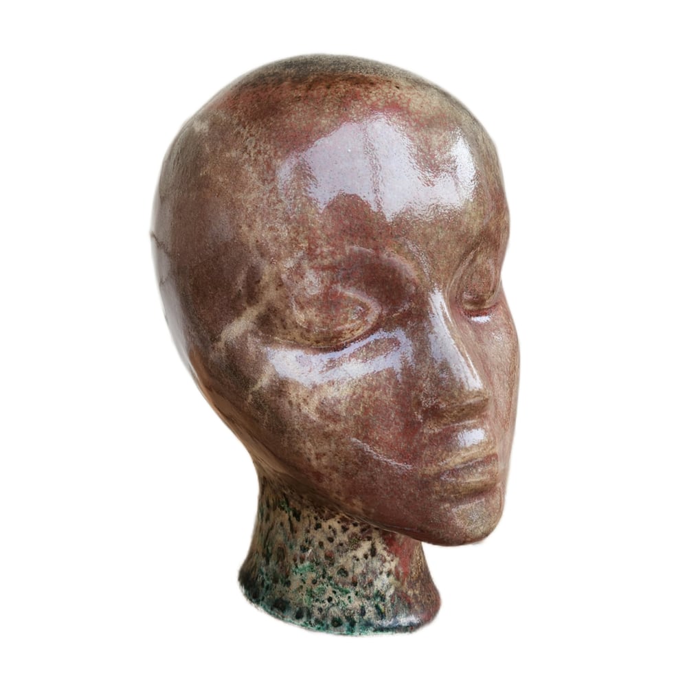 Image of Japanese Raku fired mannequin head hand sculpture 