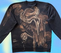 Image 2 of “MELANCHOLY” CUSTOM BLEACH PAINTED PULLOVER SWEATER LARGER